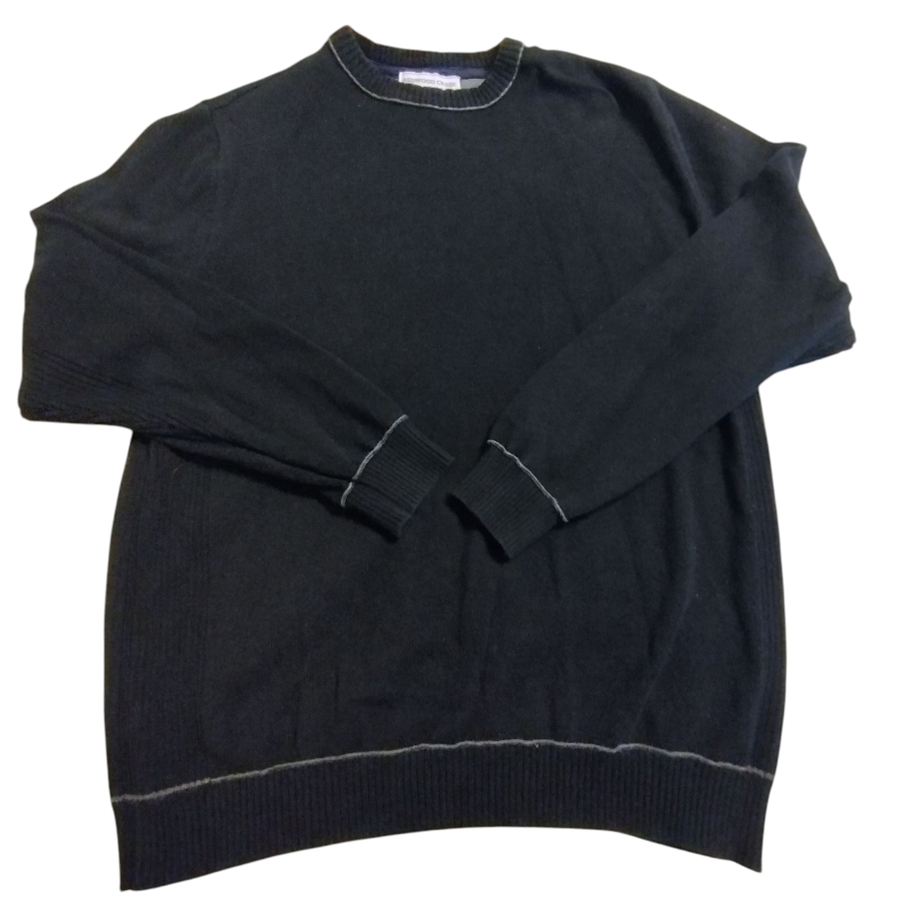 Like New! Redwood Creek Men's Black Knit Sweater Medium 100% Cotton Soft!